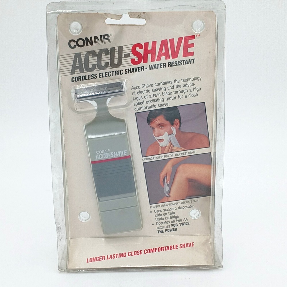 Vintage Conair Accu-Shave 1988 Cordless Electric Shaver Water Resistant